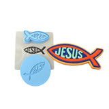 Jesus Fish Cookie Cutter | Stamp | Stencil #1 Easter / Spring / Flower Cookie Cutter Lady MINI - 2 Inches (5cm) **FULL SET BUNDLE** Cutter + Stamp + Stencil + Debosser **BEST DEAL** 