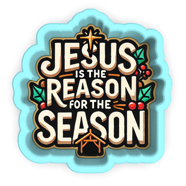 a sticker that says jesus is the reason for the season