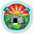 a picture of a rock in the middle of a field