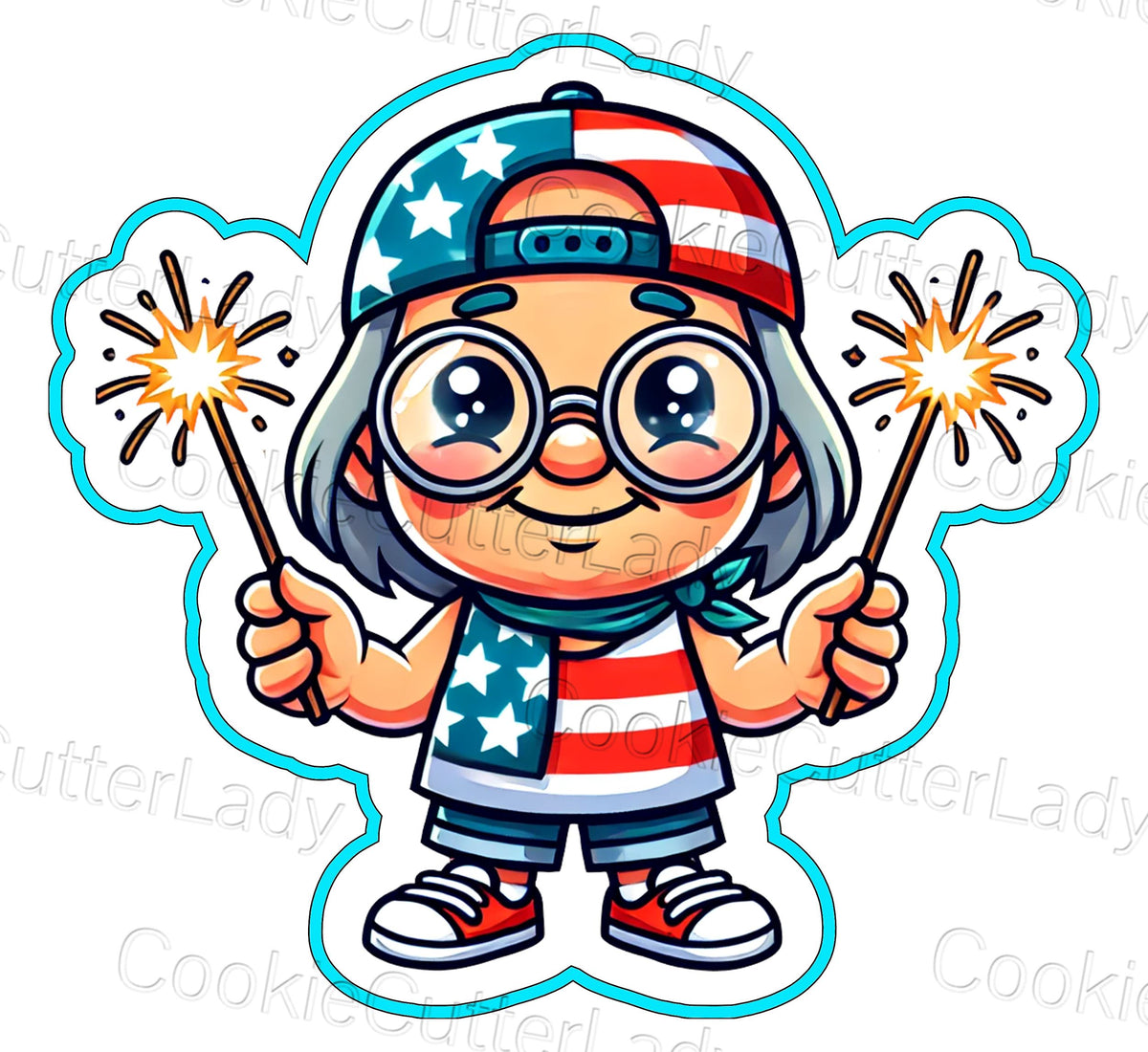 July 4th Presidents Party Cookie Cutter Set | Stamp | Stencil | Debosser St Pats / July 4th Cookie Cutter Lady 7. Ben Franklin Sparklers Cutter Only 