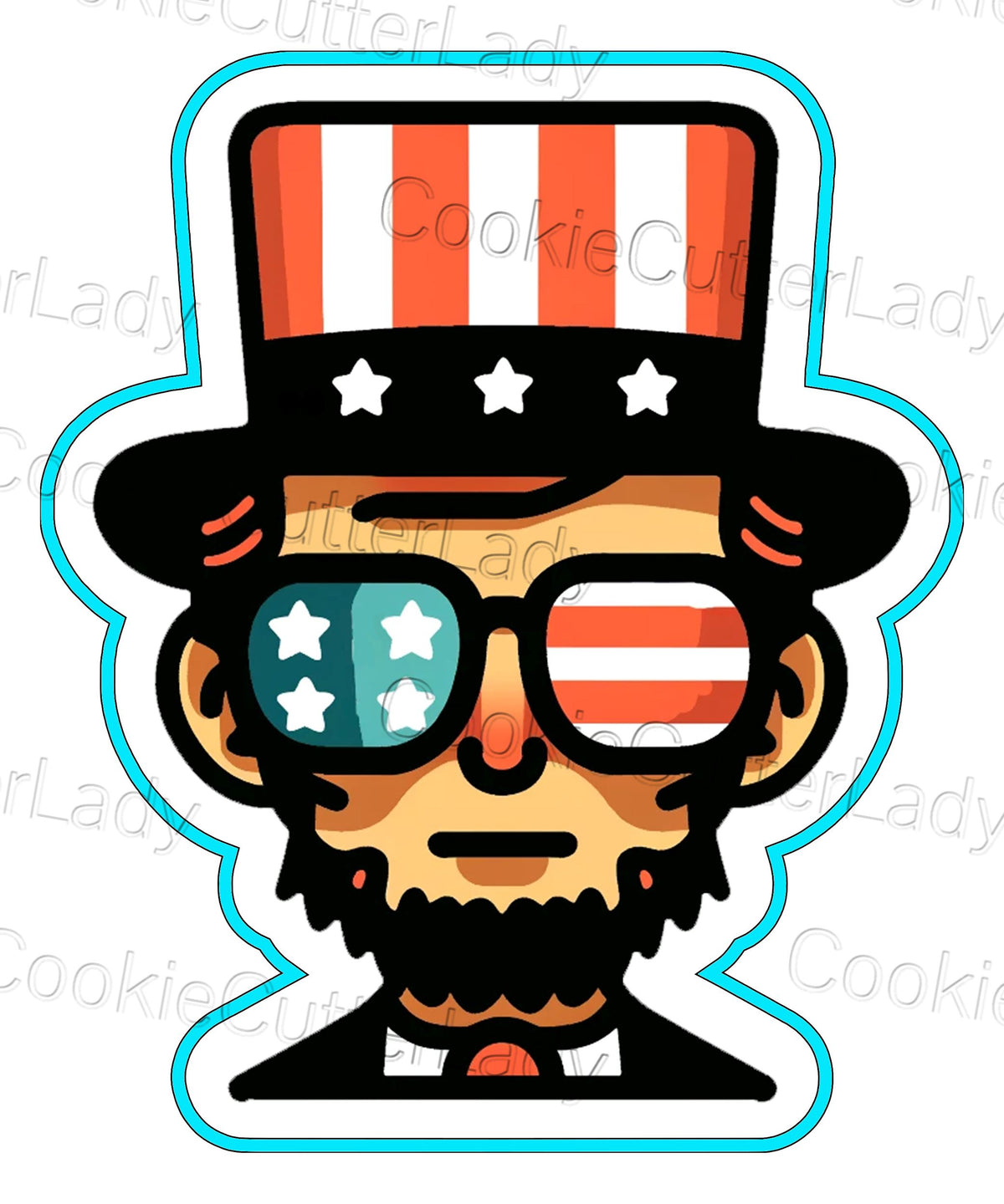 July 4th Presidents Party Cookie Cutter Set | Stamp | Stencil | Debosser St Pats / July 4th Cookie Cutter Lady 1. Abe Lincoln 4th of July Glasses Cutter Only 