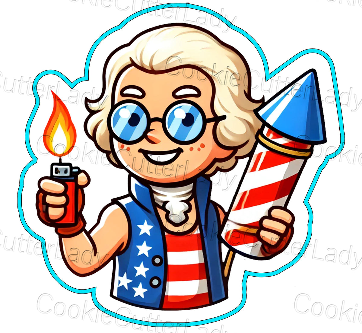 July 4th Presidents Party Cookie Cutter Set | Stamp | Stencil | Debosser St Pats / July 4th Cookie Cutter Lady 5. Thomas Jefferson Firework Cutter Only 