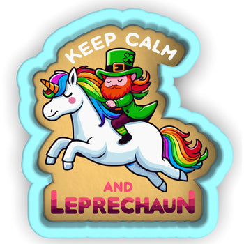 a st patrick's day sticker with a leprechaun riding a