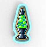 a blue and green vase with bubbles on it