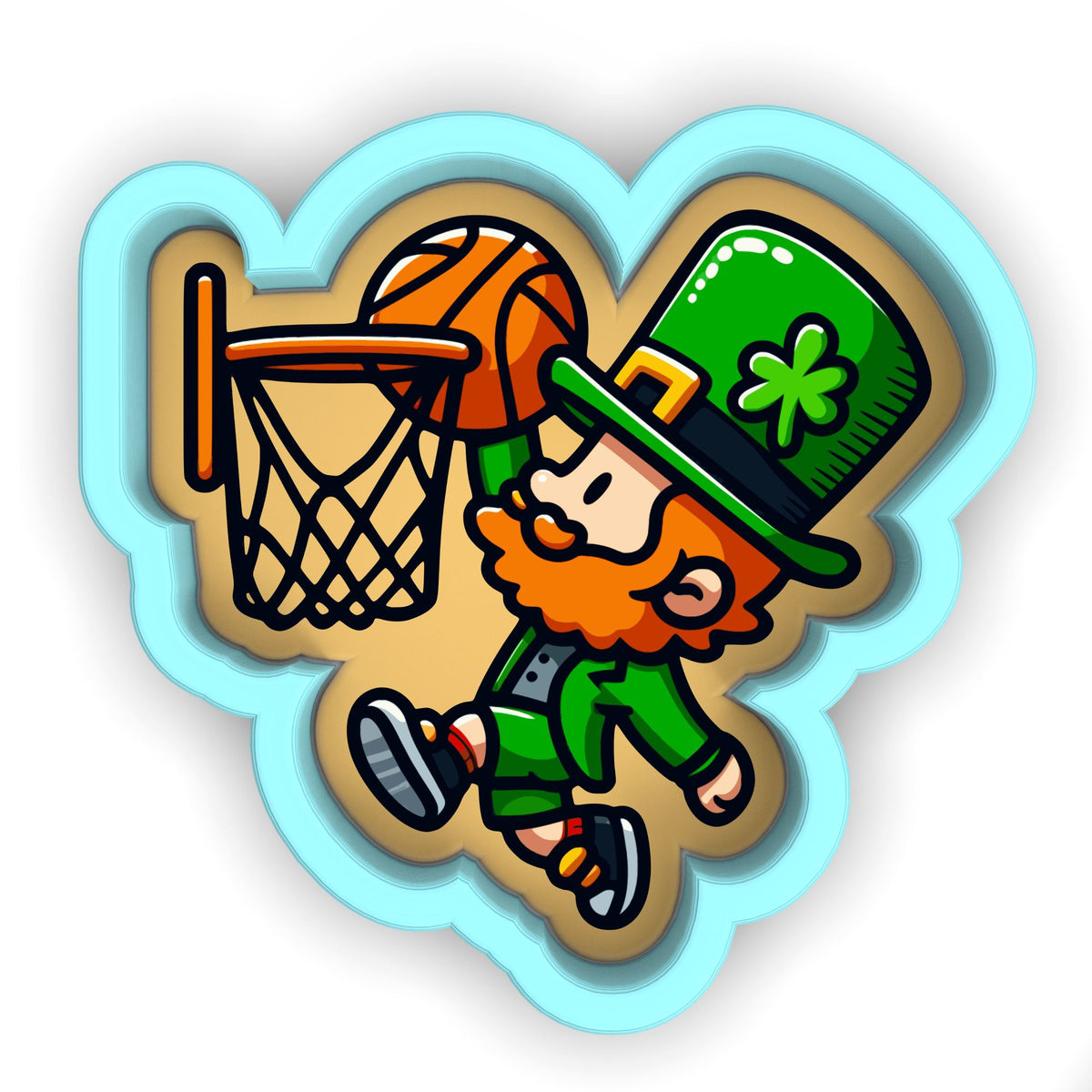 a st patrick's day sticker with a basketball hoop and a lepre
