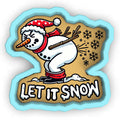 a sticker with a snowman on it that says let it snow