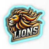 a lion's head with the word lions on it