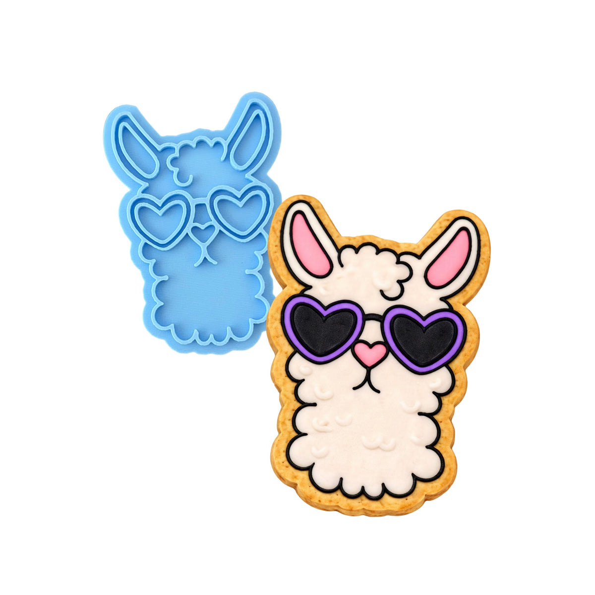 Llama with Sunglasses Cookie Cutter | Stamp | Stencil #1 Animals & Dinosaurs Cookie Cutter Lady MINI - 2 Inches (5cm) Stamp ONLY 