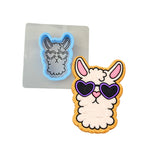 Llama with Sunglasses Cookie Cutter | Stamp | Stencil #1 Animals & Dinosaurs Cookie Cutter Lady MINI - 2 Inches (5cm) **BUNDLE** Cutter + Stencil 