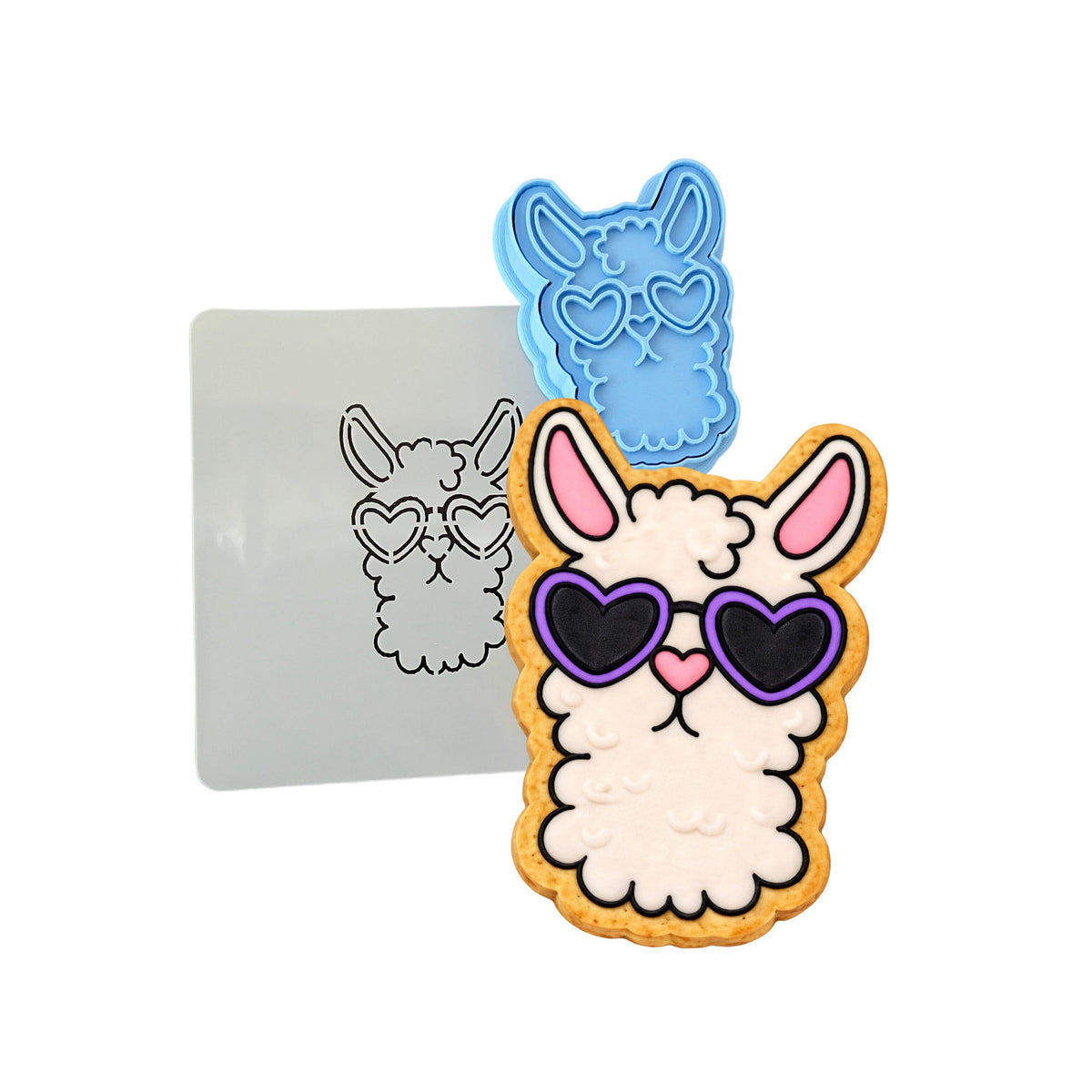 Llama with Sunglasses Cookie Cutter | Stamp | Stencil #1 Animals & Dinosaurs Cookie Cutter Lady 