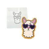 Llama with Sunglasses Cookie Cutter | Stamp | Stencil #1 Animals & Dinosaurs Cookie Cutter Lady MINI - 2 Inches (5cm) Stencil ONLY 