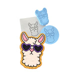 Llama with Sunglasses Cookie Cutter | Stamp | Stencil #1 Animals & Dinosaurs Cookie Cutter Lady MINI - 2 Inches (5cm) **FULL SET BUNDLE** Cutter + Stamp + Stencil + Debosser **BEST DEAL** 