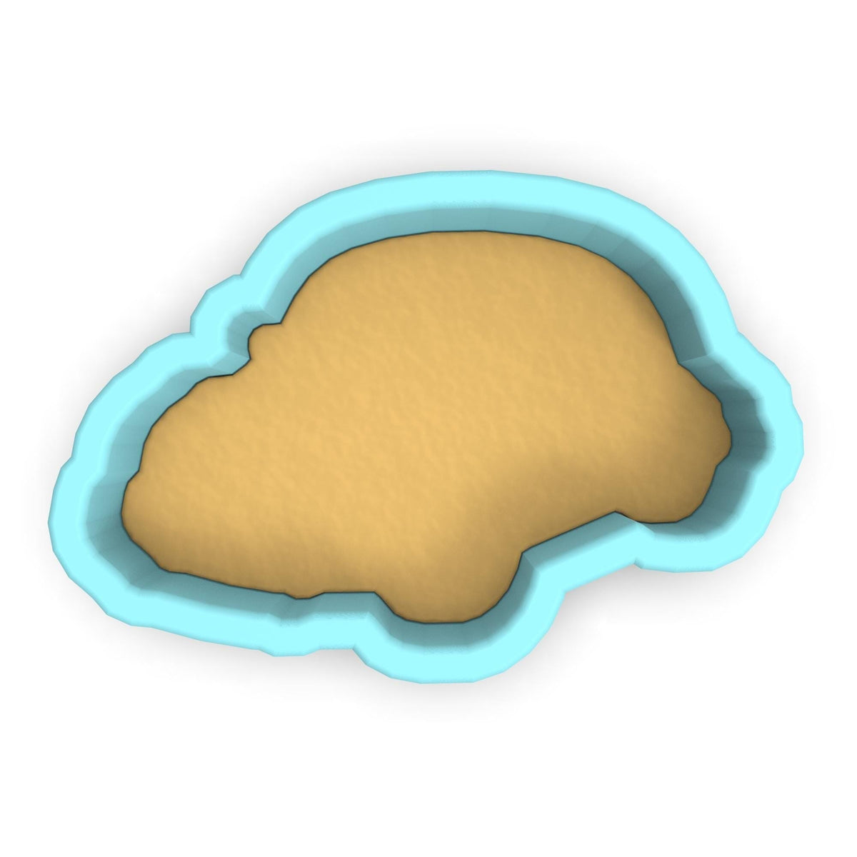 a cookie cutter with a cookie in the shape of a cloud