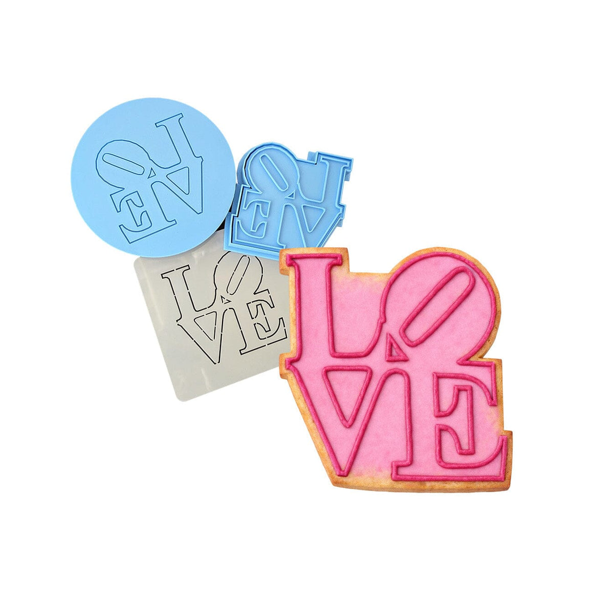 Love Cookie Cutter | Stamp | Stencil #1 Wedding / Baby / V Day Cookie Cutter Lady MINI - 2 Inches (5cm) **FULL SET BUNDLE** Cutter + Stamp + Stencil + Debosser **BEST DEAL** 