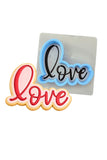 Love Word Cookie Cutter | Stamp | Stencil #1 Wedding / Baby / V Day Cookie Cutter Lady MINI - 2 Inches (5cm) **BUNDLE** Cutter + Stencil 