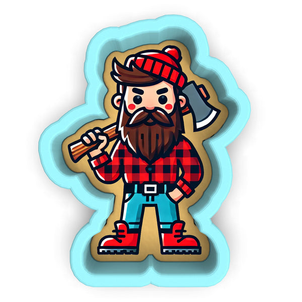 a sticker of a lumber man with an axe