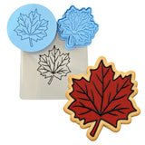 Maple Leaf Cookie Cutter | Stamp | Stencil #2 Halloween / Fall Cookie Cutter Lady MINI - 2 Inches (5cm) **FULL SET BUNDLE** Cutter + Stamp + Stencil + Debosser **BEST DEAL** 