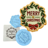 Merry Christmas Mistletoe Cookie Cutter | Stamp | Stencil #1 Xmas / Winter / NYE Cookie Cutter Lady MINI - 2 Inches (5cm) **FULL SET BUNDLE** Cutter + Stamp + Stencil + Debosser **BEST DEAL** 