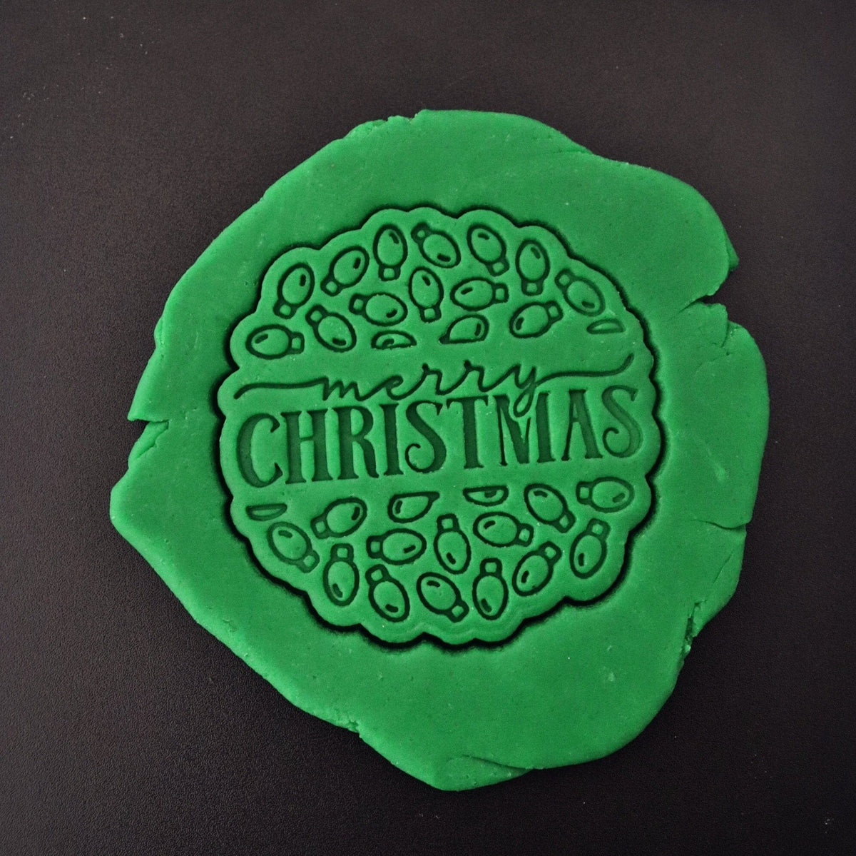 Merry Christmas Round Lights Cookie Cutter | Stamp | Stencil #1 Xmas / Winter / NYE Cookie Cutter Lady 