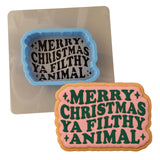Merry Christmas Ya Filthy Animal Cookie Cutter | Stamp | Stencil #1 Xmas / Winter / NYE Cookie Cutter Lady MINI - 2 Inches (5cm) **BUNDLE** Cutter + Stencil 