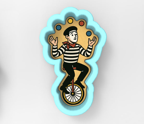 a picture of a man riding a unicycle