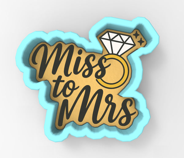 Miss to Mrs Gold Diamond Ring Cookie Cutter | Stamp | Stencil - SHARP EDGES - FAST Shipping - Choose Your Own Size! #1