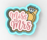 Miss to Mrs Pink Cookie Cutter | Stamp | Stencil - SHARP EDGES - FAST Shipping - Choose Your Own Size! #1