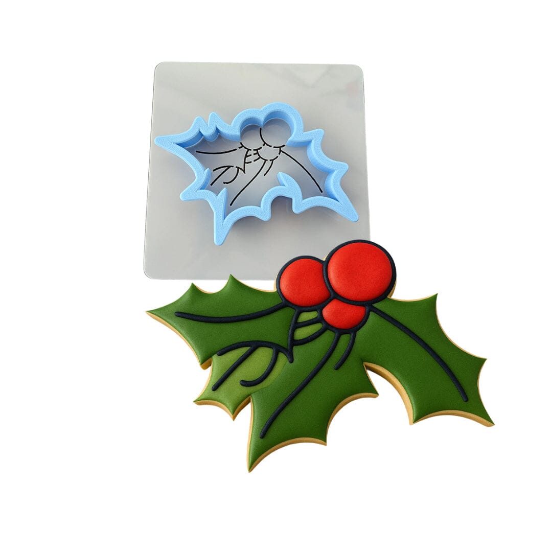 Mistletoe Cookie Cutter | Stamp | Stencil #1 Xmas / Winter / NYE Cookie Cutter Lady MINI - 2 Inches (5cm) **BUNDLE** Cutter + Stencil 