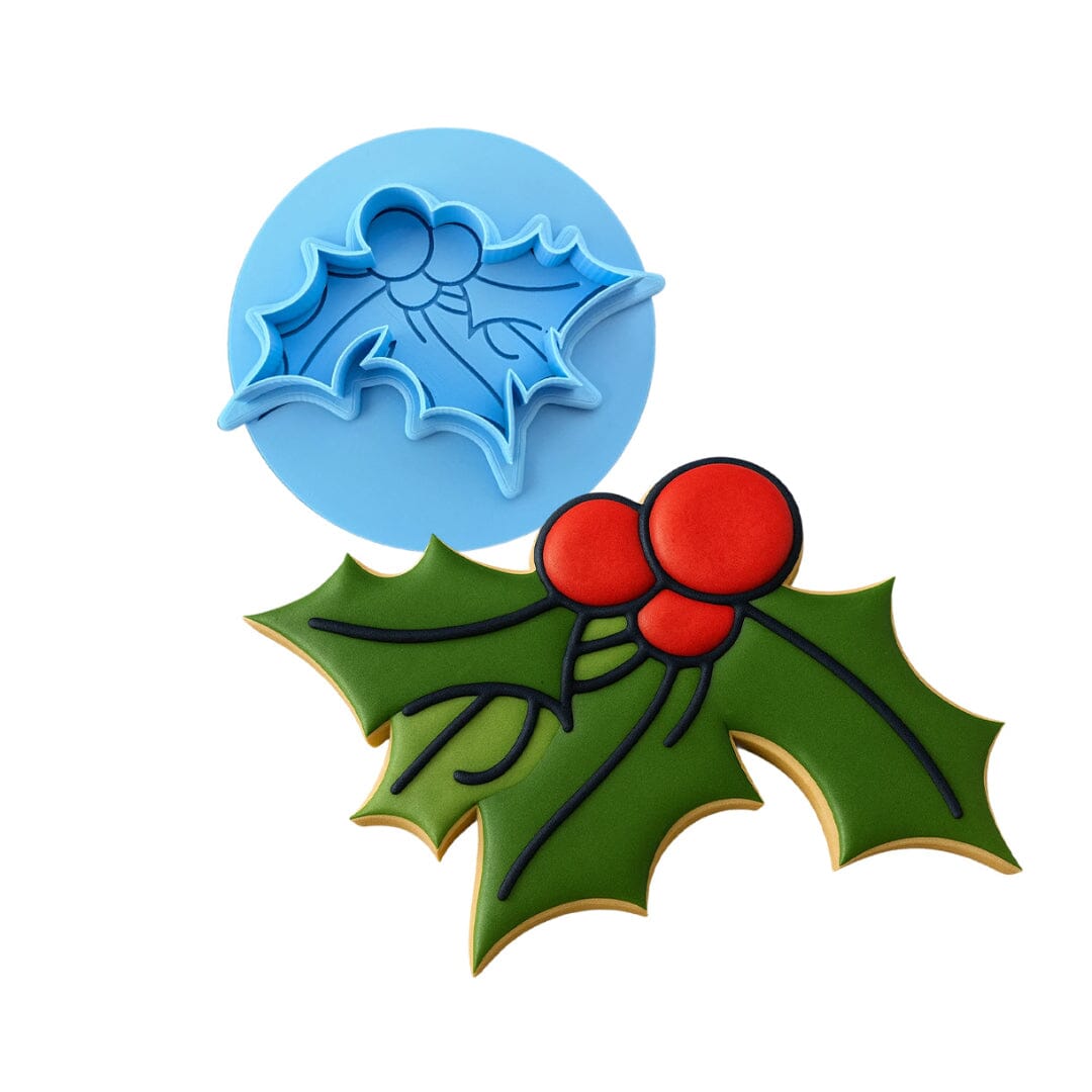 Mistletoe Cookie Cutter | Stamp | Stencil #1 Xmas / Winter / NYE Cookie Cutter Lady MINI - 2 Inches (5cm) **BUNDLE** Cutter + Debosser 