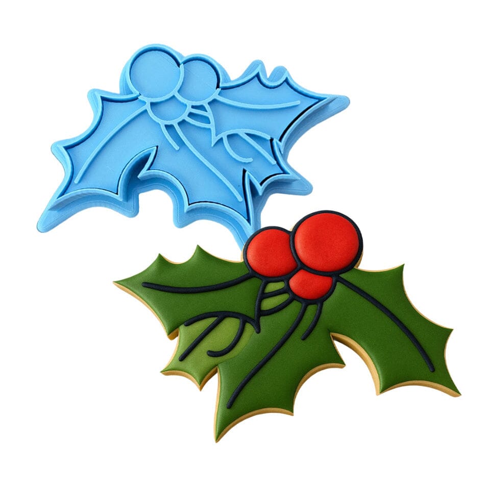 Mistletoe Cookie Cutter | Stamp | Stencil #1 Xmas / Winter / NYE Cookie Cutter Lady MINI - 2 Inches (5cm) **BUNDLE** Cutter + Stamp 
