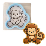 Monkey Body Cookie Cutter | Stamp | Stencil #1 Animals & Dinosaurs Cookie Cutter Lady MINI - 2 Inches (5cm) **BUNDLE** Cutter + Stencil 