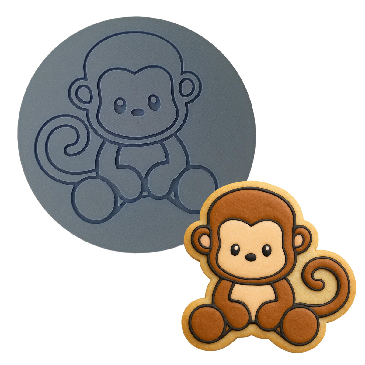 Monkey Body Cookie Cutter | Stamp | Stencil #1 Animals & Dinosaurs Cookie Cutter Lady MINI - 2 Inches (5cm) Debosser ONLY 