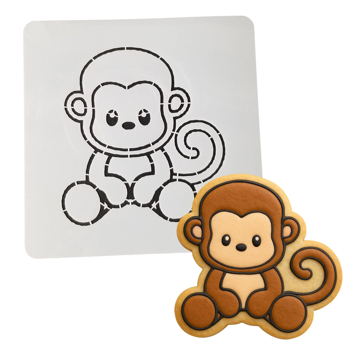 Monkey Body Cookie Cutter | Stamp | Stencil #1 Animals & Dinosaurs Cookie Cutter Lady MINI - 2 Inches (5cm) Stencil ONLY 