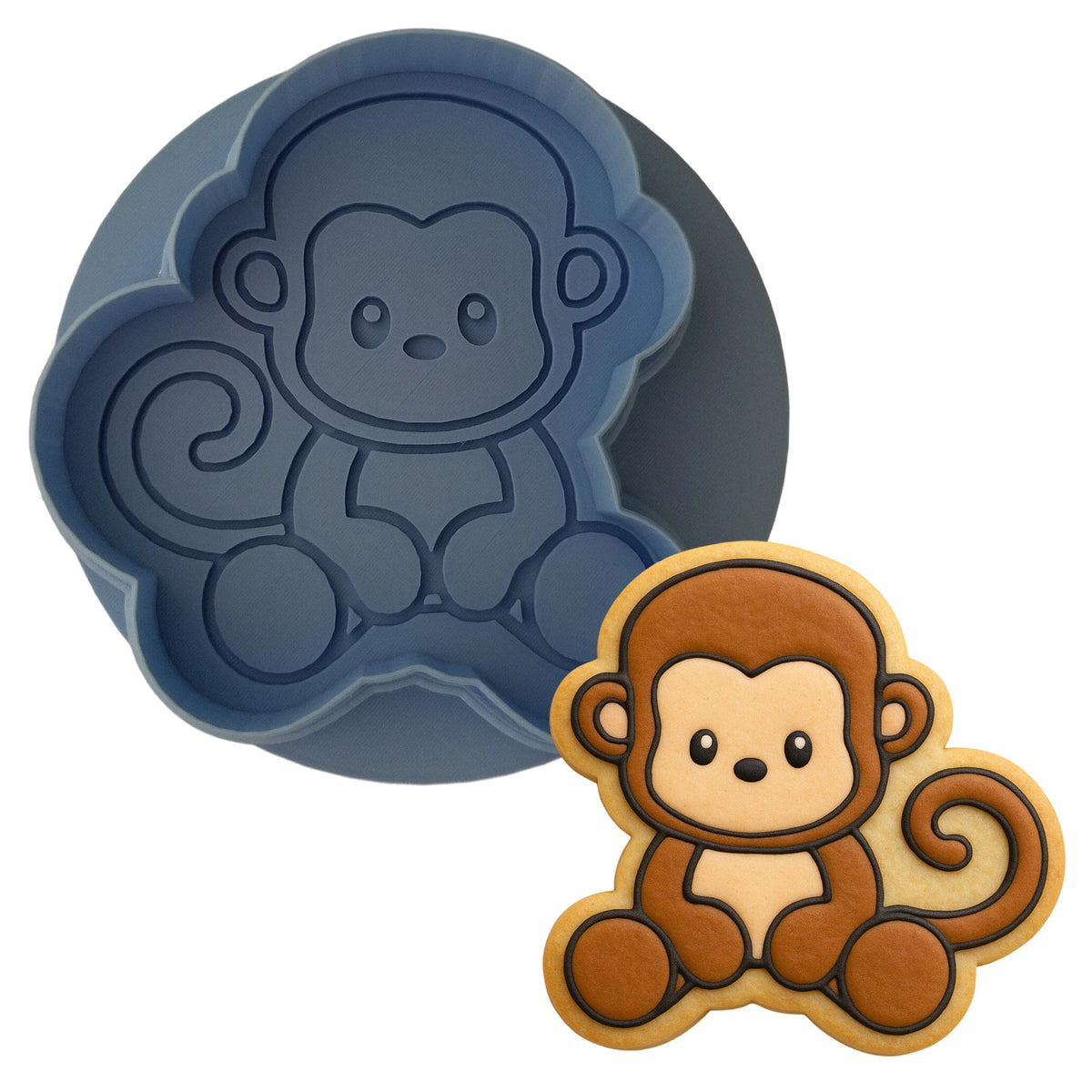 Monkey Body Cookie Cutter | Stamp | Stencil #1 Animals & Dinosaurs Cookie Cutter Lady MINI - 2 Inches (5cm) **BUNDLE** Cutter + Debosser 