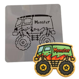 Monster Truck Cookie Cutter | Stamp | Stencil #3 Comic Book / Vehicles Cookie Cutter Lady MINI - 2 Inches (5cm) Stencil ONLY 