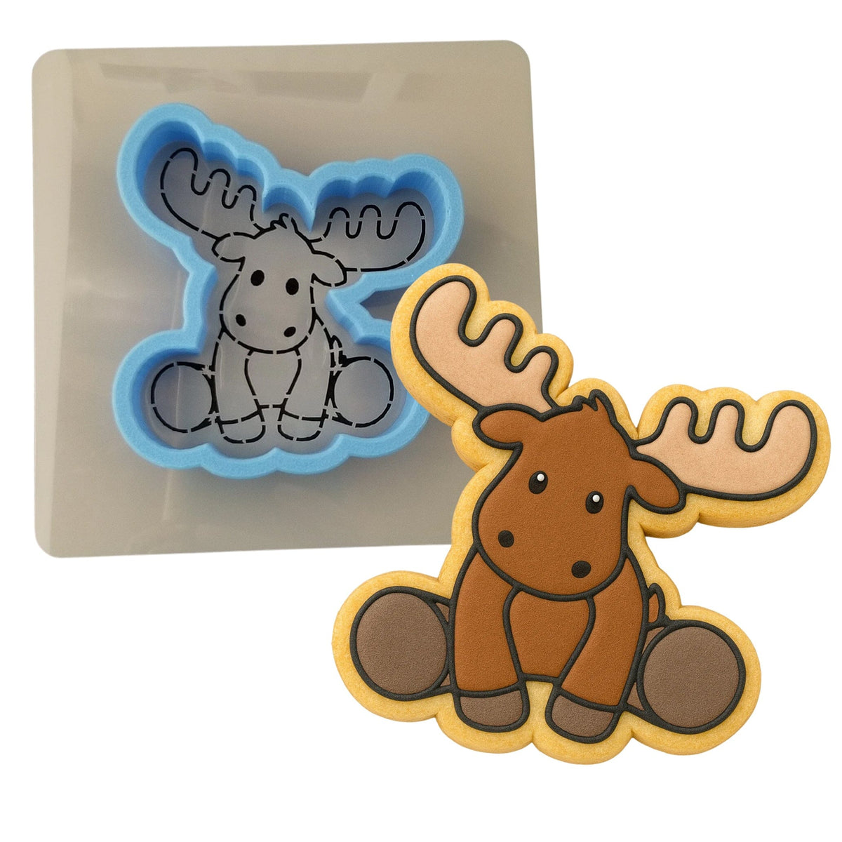 Moose Body Cookie Cutter | Stamp | Stencil #1 Animals & Dinosaurs Cookie Cutter Lady MINI - 2 Inches (5cm) **BUNDLE** Cutter + Stencil 
