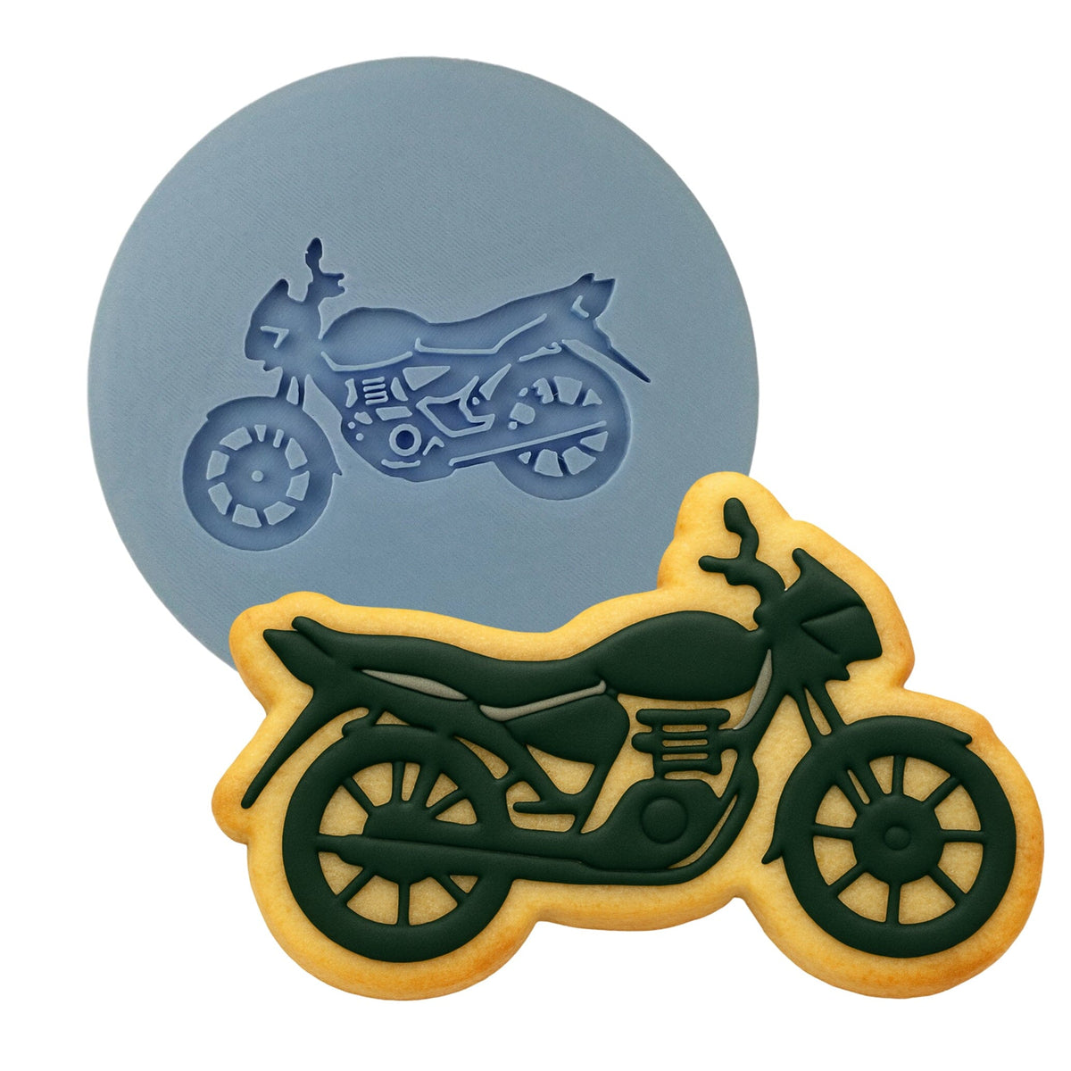 Motorcycle Cookie Cutter | Stamp | Stencil #3 Comic Book / Vehicles Cookie Cutter Lady MINI - 2 Inches (5cm) Debosser ONLY 