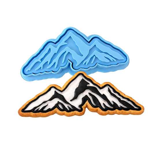 Mountain Range Cookie Cutter | Stamp | Stencil #2 Boys/ Army / Outdoorsman Cookie Cutter Lady MINI - 2 Inches (5cm) **BUNDLE** Cutter + Stamp 