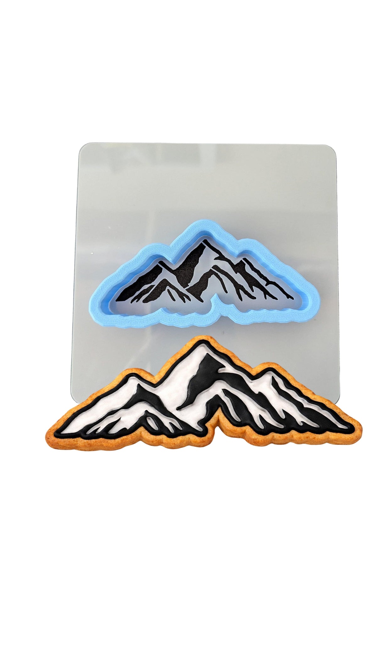 Mountain Range Cookie Cutter | Stamp | Stencil #2 Boys/ Army / Outdoorsman Cookie Cutter Lady MINI - 2 Inches (5cm) **BUNDLE** Cutter + Stencil 