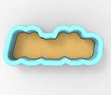 A 3D rendering of a blue-bordered object with a yellowish-brown interior, resembling a shape or form.