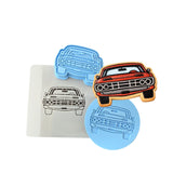 Muscle Car Cookie Cutter | Stamp | Stencil #1 Comic Book / Vehicles Cookie Cutter Lady MINI - 2 Inches (5cm) **FULL SET BUNDLE** Cutter + Stamp + Stencil + Debosser **BEST DEAL** 