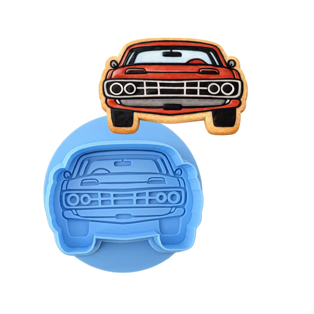 Muscle Car Cookie Cutter | Stamp | Stencil #1 Comic Book / Vehicles Cookie Cutter Lady MINI - 2 Inches (5cm) **BUNDLE** Cutter + Debosser 