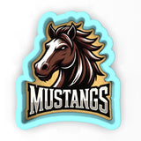 a horse head with the word mustangs on it
