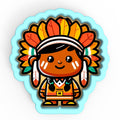 a sticker of a person wearing a headdress