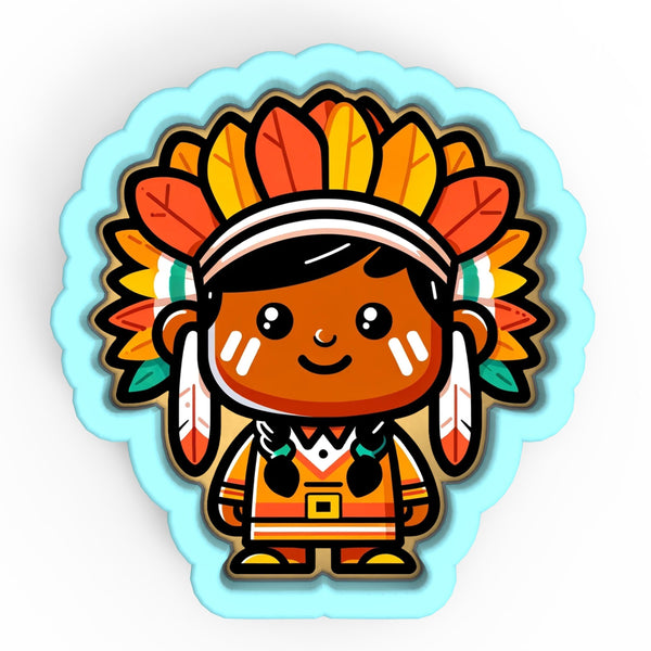 a sticker of a person wearing a headdress