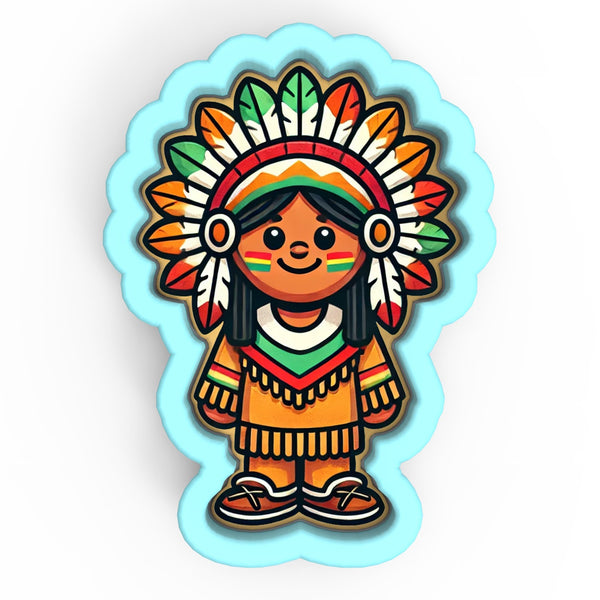 a sticker of a native american indian doll