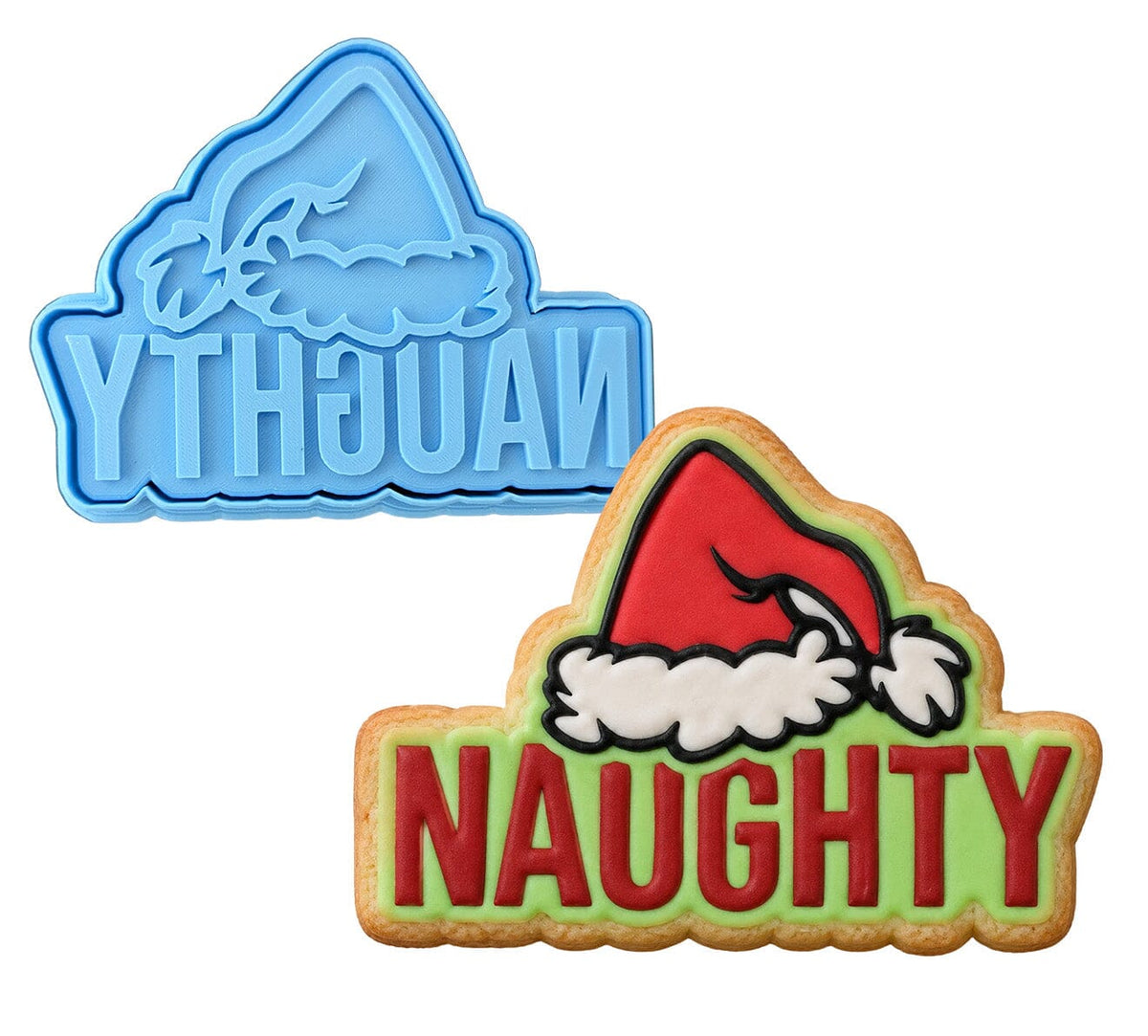 Naughty Grinch Cookie Cutter | Stamp | Stencil #1 Xmas / Winter / NYE Cookie Cutter Lady MINI - 2 Inches (5cm) **BUNDLE** Cutter + Stamp 