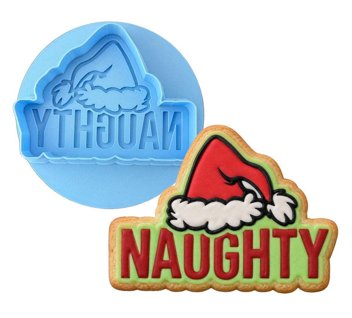 Naughty Grinch Cookie Cutter | Stamp | Stencil #1 Xmas / Winter / NYE Cookie Cutter Lady MINI - 2 Inches (5cm) **BUNDLE** Cutter + Debosser 