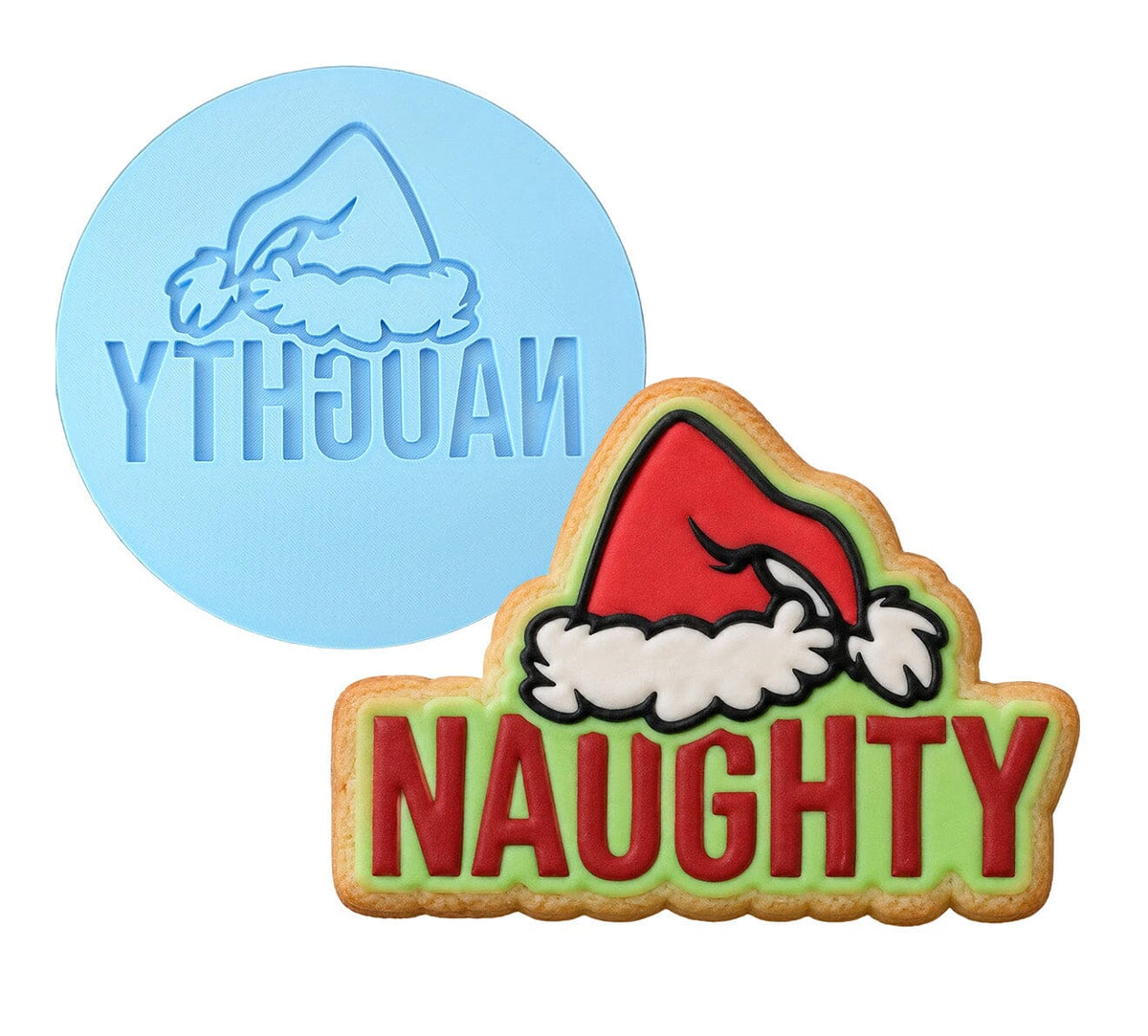 Naughty Grinch Cookie Cutter | Stamp | Stencil #1 Xmas / Winter / NYE Cookie Cutter Lady MINI - 2 Inches (5cm) Debosser ONLY 