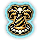 a party hat with a striped design on it